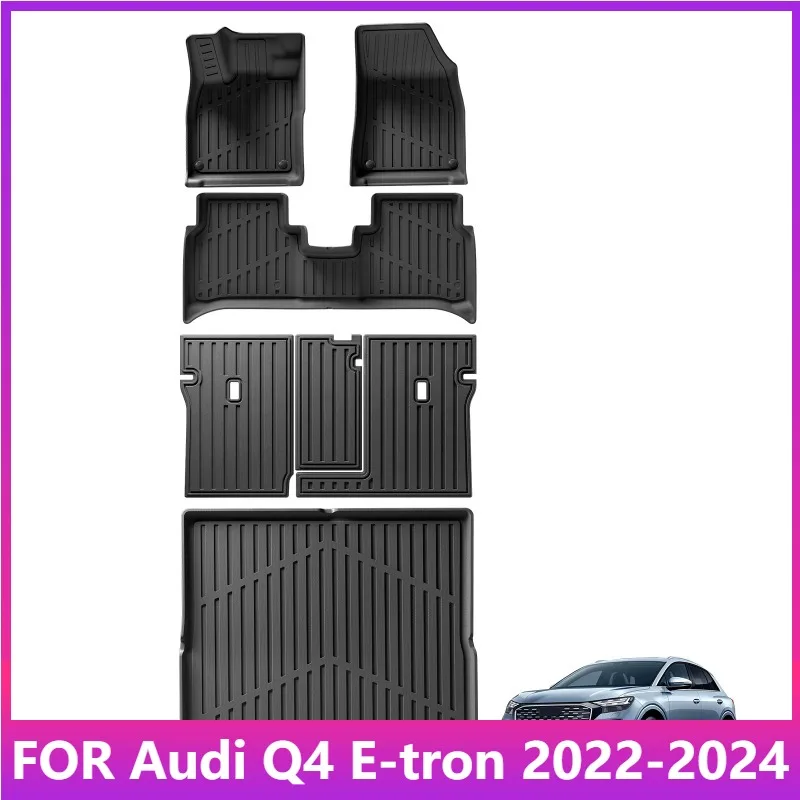

Коврики для Audi Q4 E-tron 2022-2024 Автомобильные коврики для грузового багажника Накладка на спинку багажника TPE 3D Коврик для ног Черный