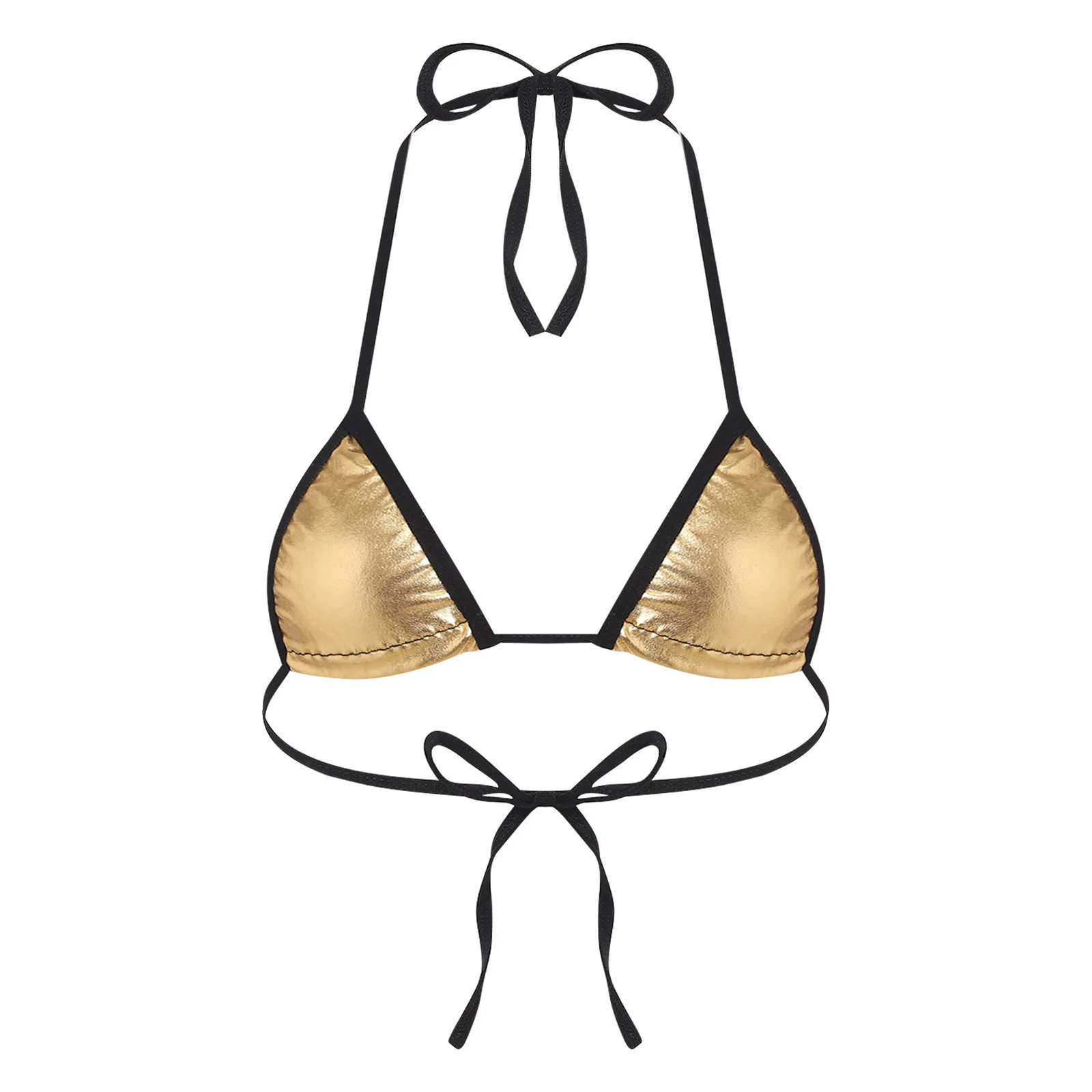 

Женский микро-бикини-купальник с металлическим блеском, без чашечек и косточек, на завязках, для пляжа и бассейна, для загара