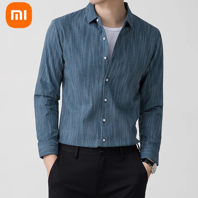 2022 Xiaomi men's cotton  long-sleeved shirt comfortable skin-friendly breathable thin spring and autumn top K308