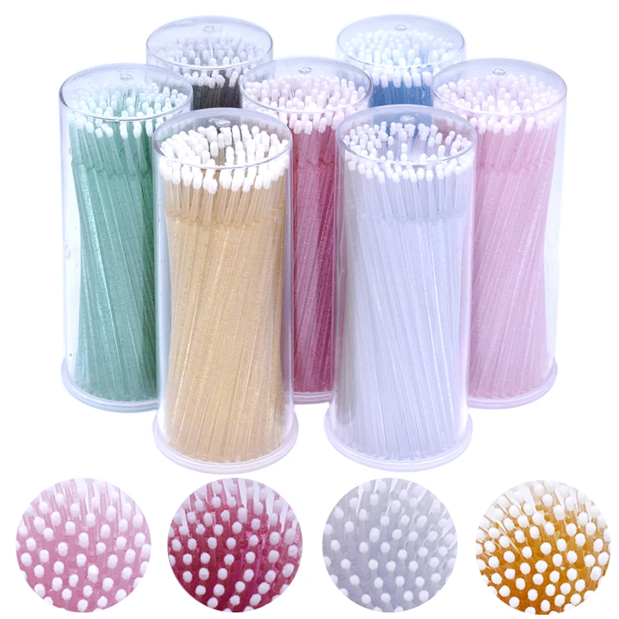 Wholesale 100Pcs/Bag Glitter Eyelash Extension Cleaning Brush Stick Bottle Fake Lash Graft Spoolies Shining Perm LiftingTools