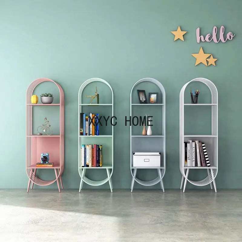 Creative Iron Bookshelf Book Shelf Furniture Floor Book Storage Rack Book Cabinet Multi-Layer