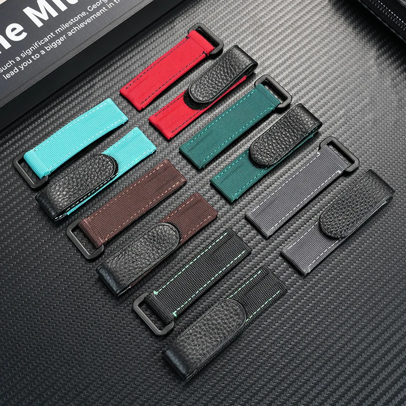 Nylon Canvas Loop Watch band 20mm Men's Watch Belt For Rolex Daytona Yacht Black Water Ghost Omega IWC Seiko strap Accessories