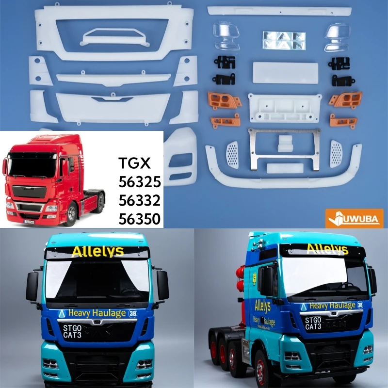 For Tamiya 1/14 RC Toy Tractor Truck MAN TGX Euro 6 Front Bumper Grille Kit For 56325 56332 56350 XLX 4x2 6x4 Parts Accessories