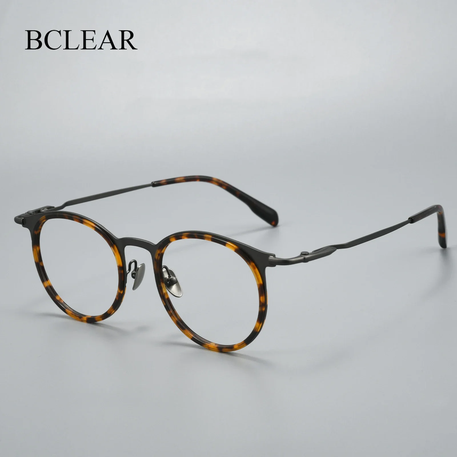

BCLEAR Retro Fashion Brand Design Luxury Round Frame Glasses Frame for Men Women Ultralight Handmade Acetate Titanium Eyeglasses