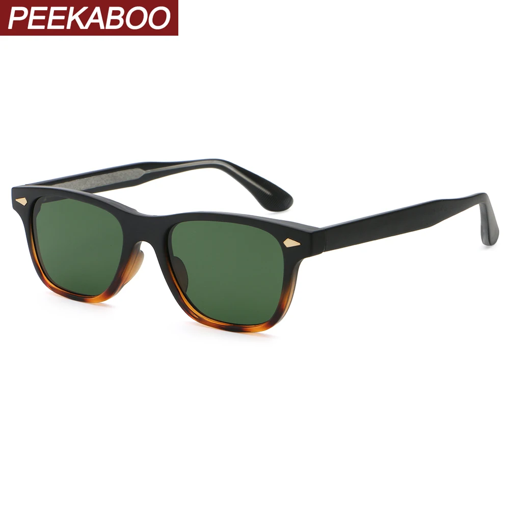 Peekaboo brown grey square frame sunglasses for men uv400 fashion sun glasses for women CP acetate unisex rivets decoration