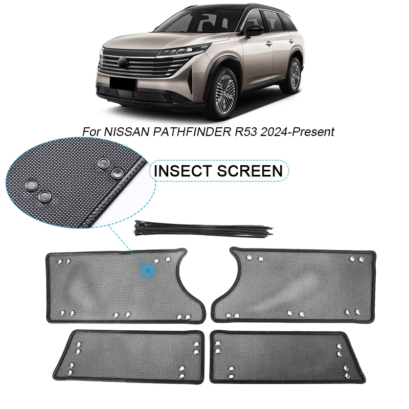 4PCS For Nissan Pathfinder R53 2024-Present Car Insect-proof Air Inlet Protect Cover Airin Insert Vent Racing Grill Filter Net