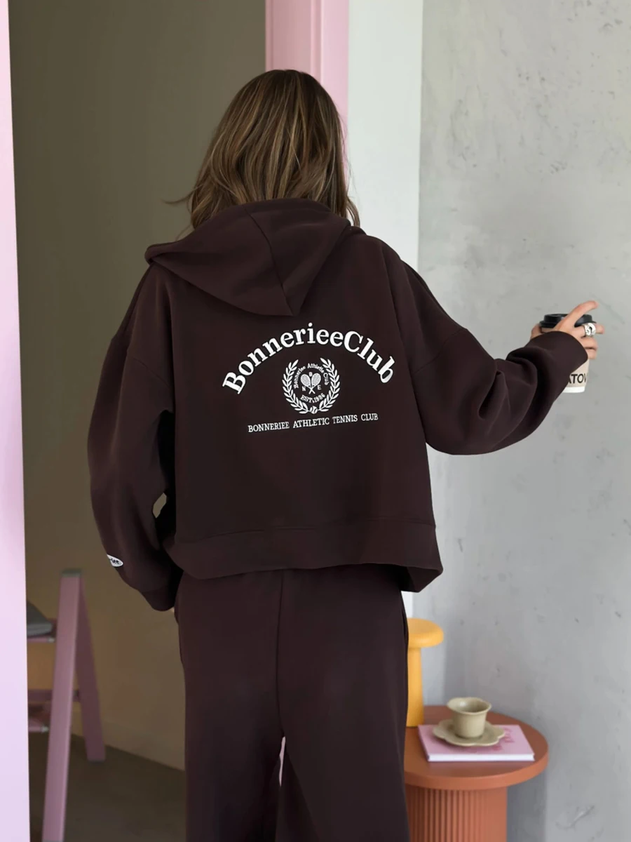 手紙刺繍スウェットパンツ 2 点セット女性ルーズ長袖ジッパーフード付きトレーナー秋ヴィンテージカジュアルスポーツパンツセット