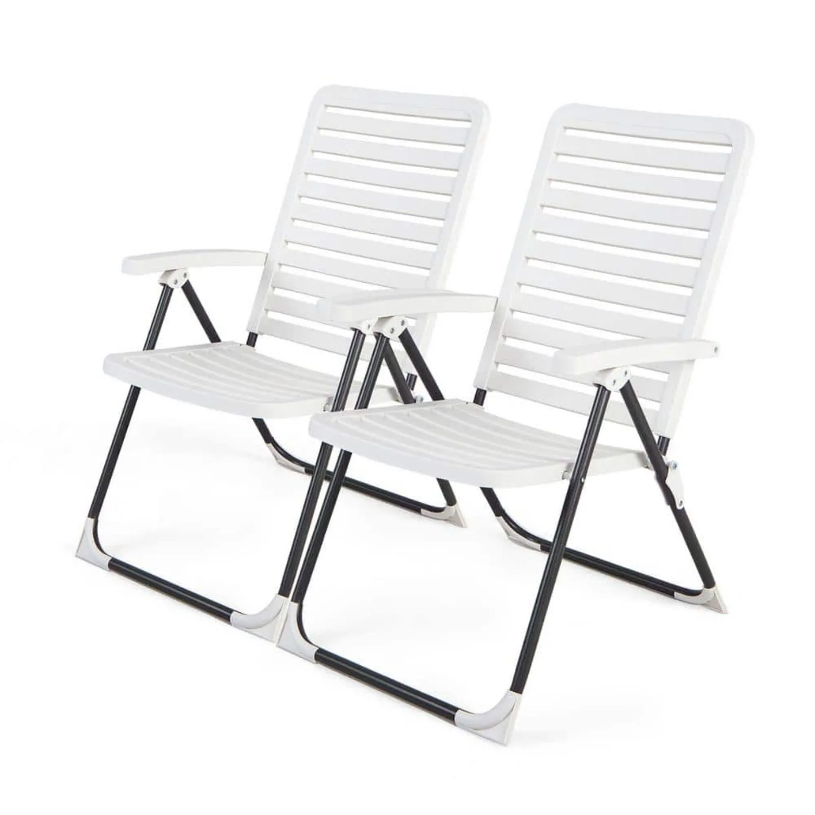 

US 2 Outdoor PP Folding Chair Adjustable Reclining 7-Level All-Weather Patio