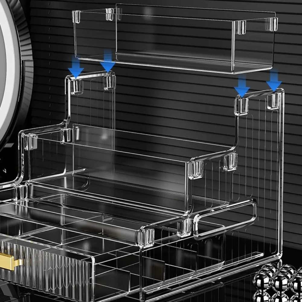 Clear Mini Figures Display Holder Space Save 3/4 Layers Jewelry Cosmetic Storage Tray with A Drawer Durable PET 2