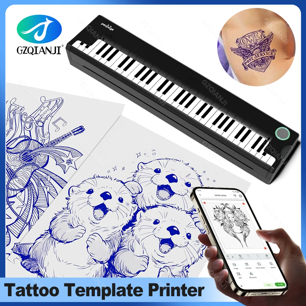 Peripage P90 Mini Impresora Portatil Wireless A4 Tattoo Transfer Stencil Thermal Printer Pictures Kit for Tattoo Artists Papers