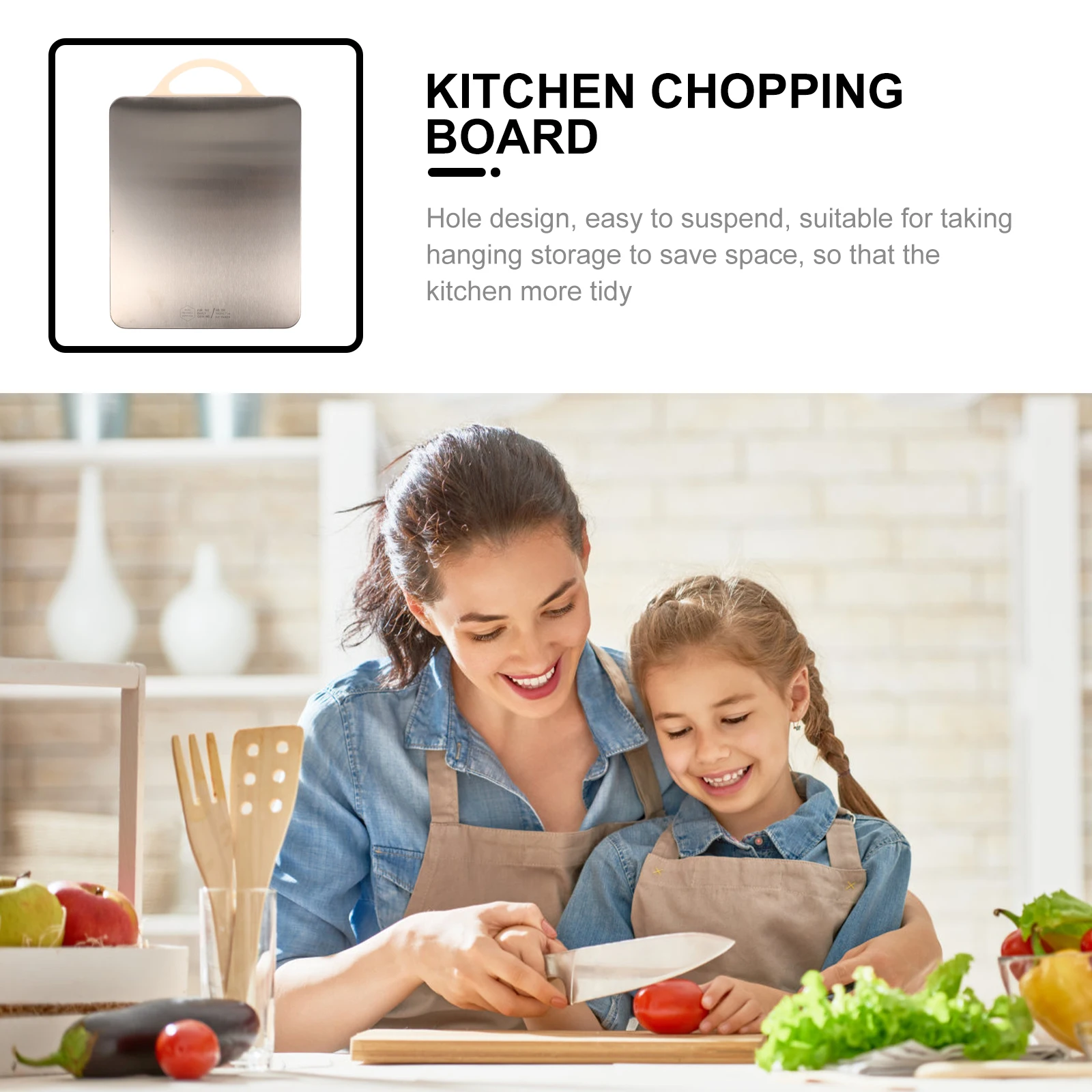 

Stainless Steel Cutting Multifunctional Nonslip Chopping Board For Fruit Vegetable Meat Dual Use Hanging Storage Space Saving