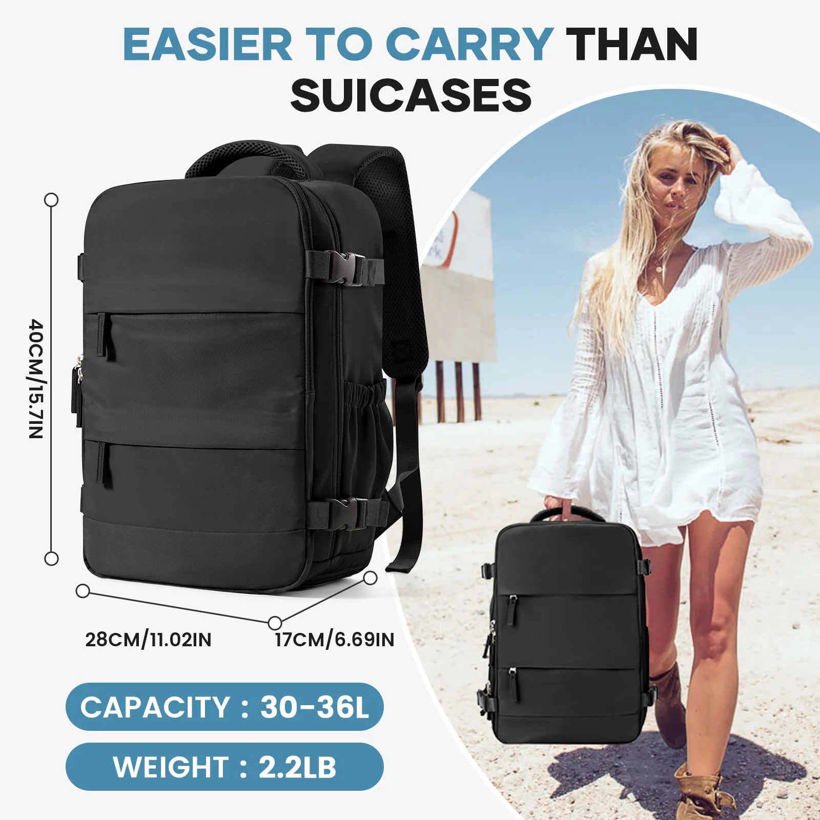 Women Men Hand Luggage Backpack Business Laptop Bag College Travel Backpack Waterproof Carry on Cabin Backpack Wizzair 40x30x20