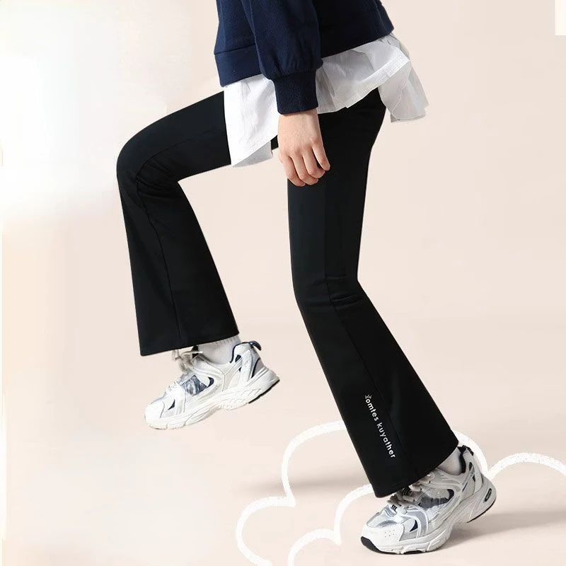 Kids Girls Skinny Leggings 2024 New Children Casual Elastic Yoga Pants Teenage Girls Shark Flare Legging Pants Korean Style