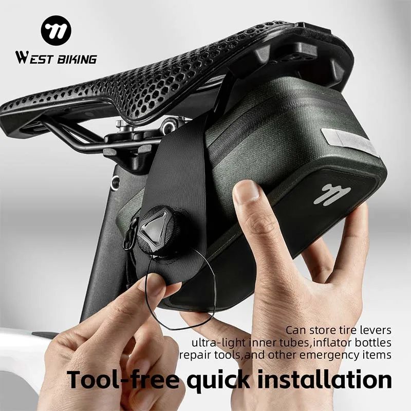

WEST BIKING Bike Saddle Bag 600D Waterproof Portable Bicycle Tail Bag MTB Road Scratch-Resistant Tool Bag Bicycle Accessories