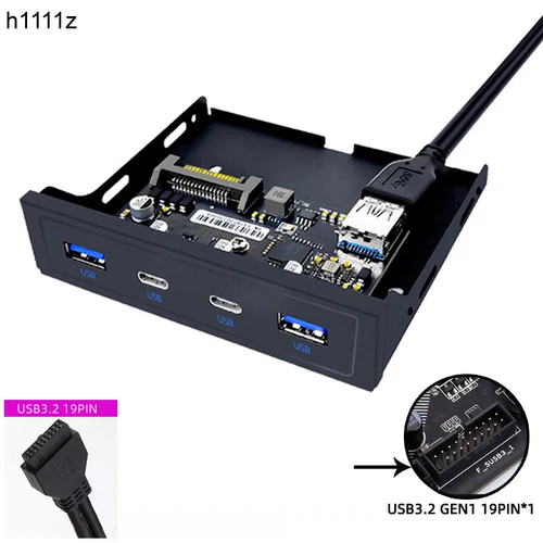 Panel frontal USB de 20 pines y 3,5 "", 2 puertos USB 3,0 + 2 puertos USB 3,2 GEN1, conector adaptador de expansión tipo C de 5Gbps para escritorio