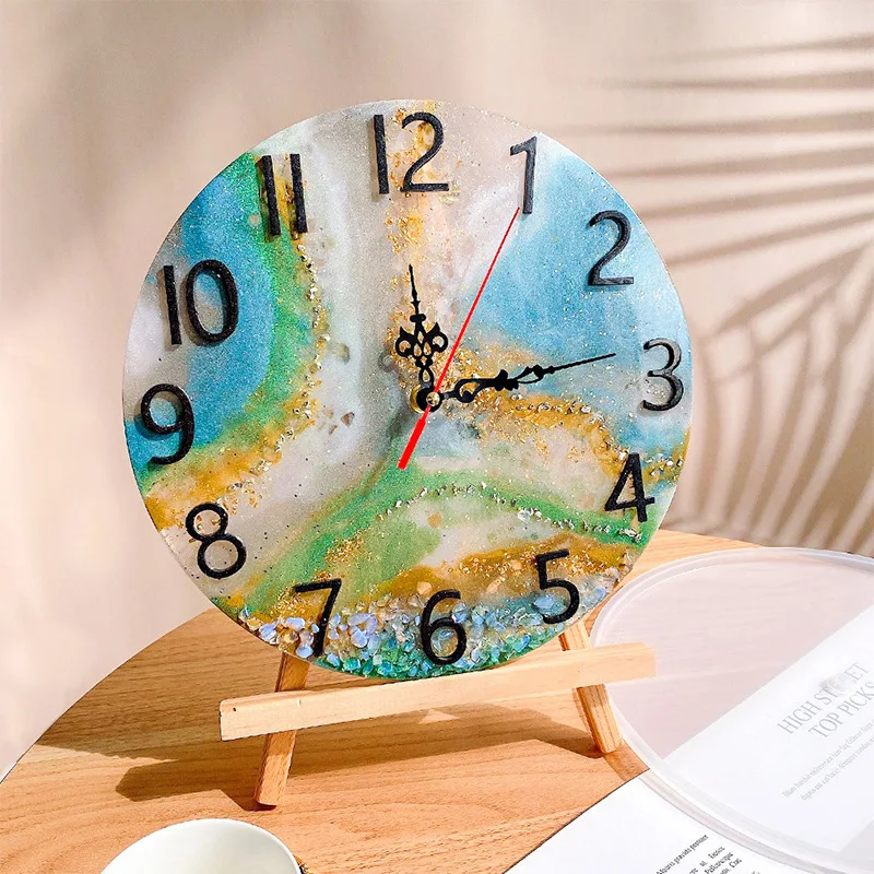 Round Clock Epoxy Resin Mold DIY Minimalist Clocks Roman Numerals Dial Wall Clock Mirror Silicone Mould Home Decor Tools