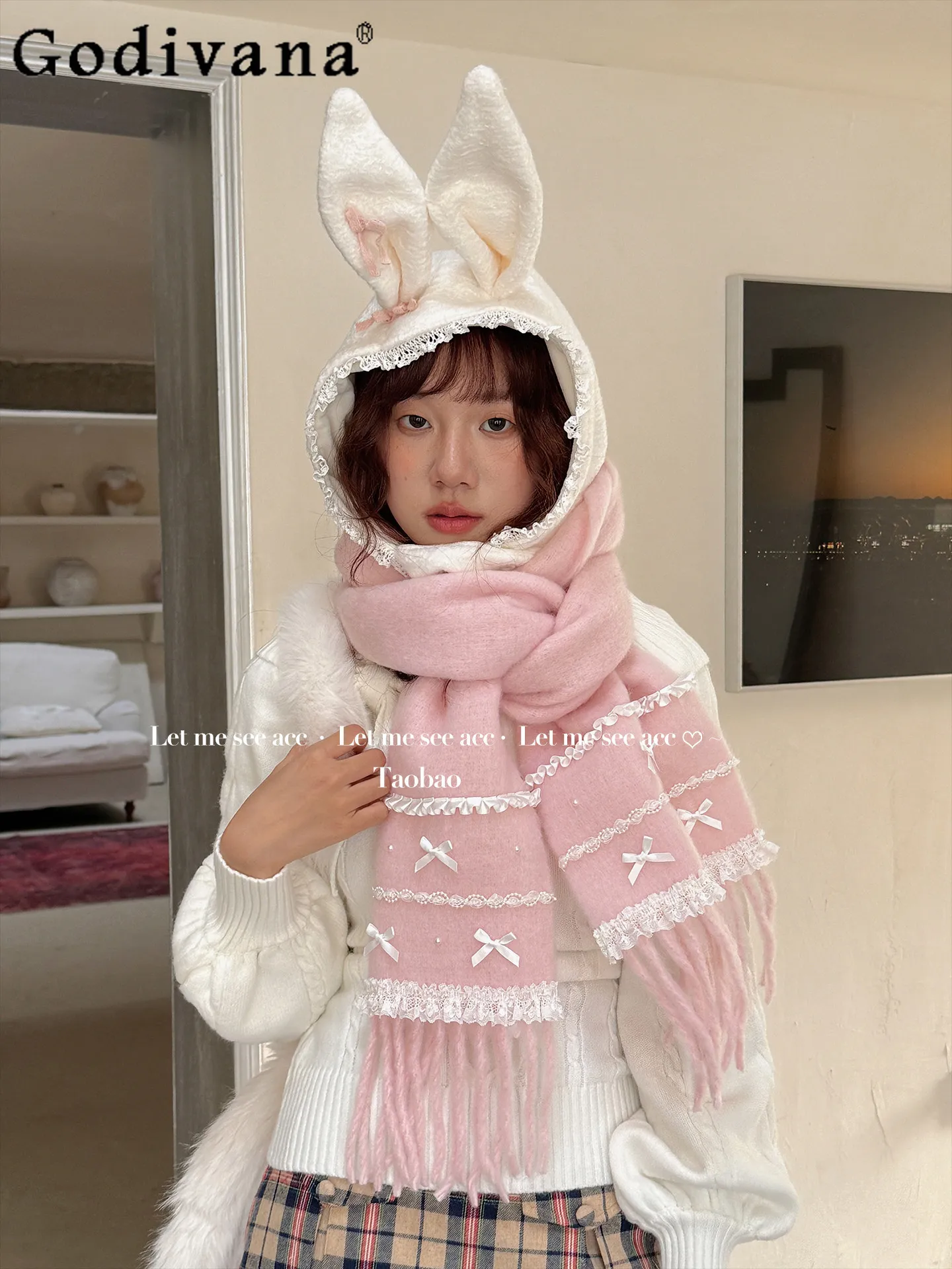 

Японский оригинальный шарф в стиле Лолиты, милый милый шарф для девочек, зимний универсальный теплый шарф