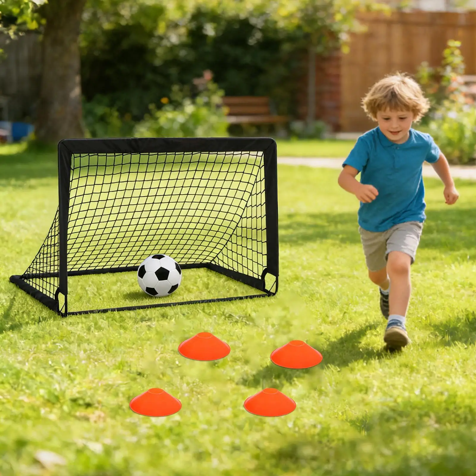 

Kids Soccer Goal 3.9 X 2.9 Ft Portable Sports Equipment 2 Pieces Soccer Goals For Backyard With Ball Target And Cones For Play