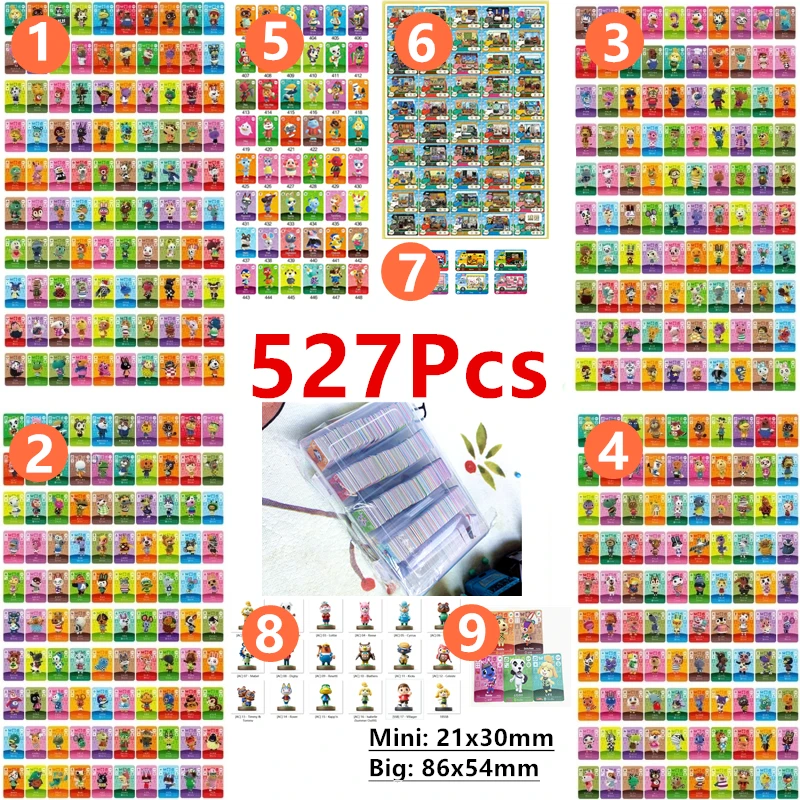 527 шт. полная карта Amxxbo ACNH серии 1 + 2 + 3 + 4 + 5 + Welcome50 шт. + San6 шт. + 5 автомобильных карт NFC с обхватывающими животными, работает для NS Ntag215