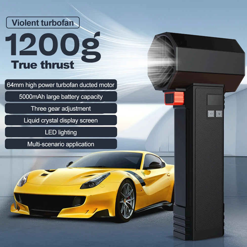 Powerful Car Violent Blower Handheld Turbo Jet Fan 64MM Brushless Motor Super Strong Duct Fan 1200g Thrust High Speed Turbofan