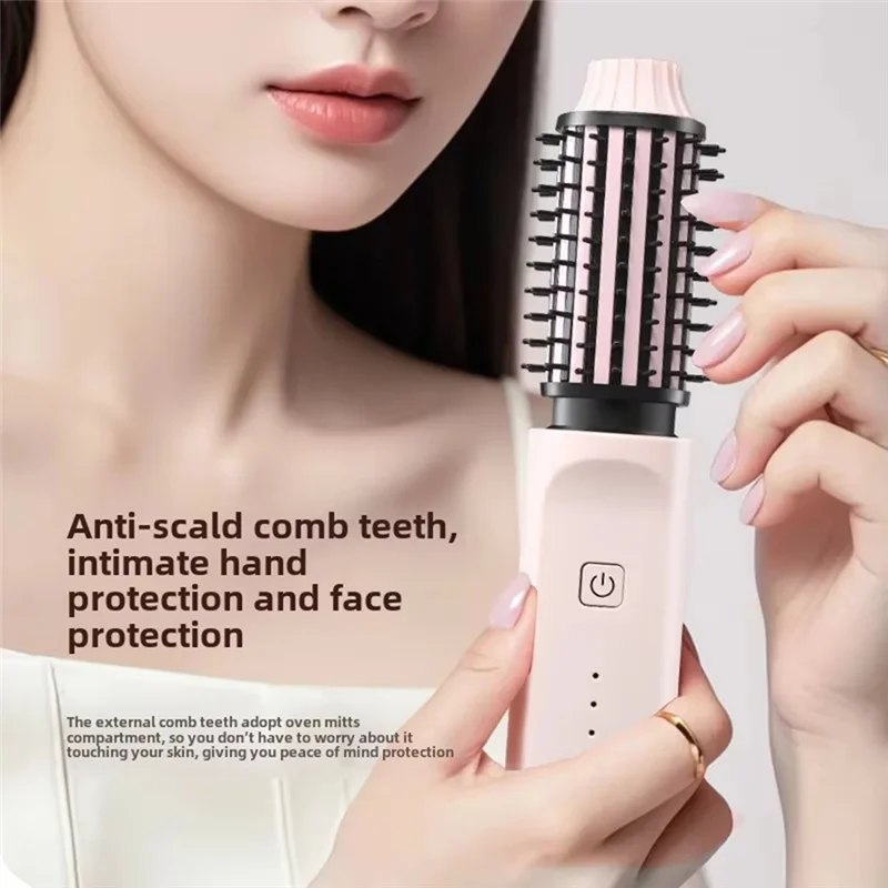 A74G-2-In-1 مشط كهربائي لاسلكي ذكي لاستقامة وتجعيد الشعر، سعة كبيرة، ملحق عالي الجودة في الصالونات