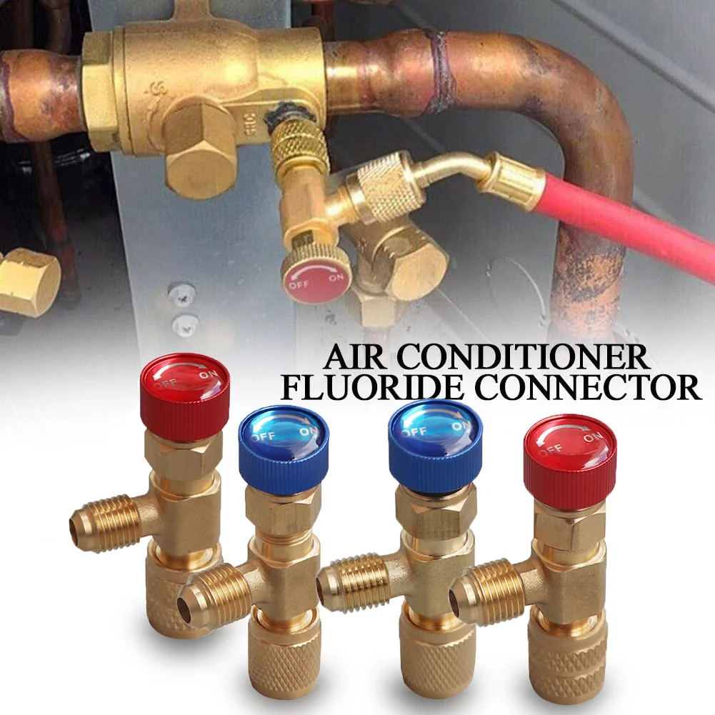 1/2/4PCS Air Conditioning Refrigerant Safety Valve R410A R22 1/4" Refrigeration Charging Safety Liquid Adapter Hand Tool Parts