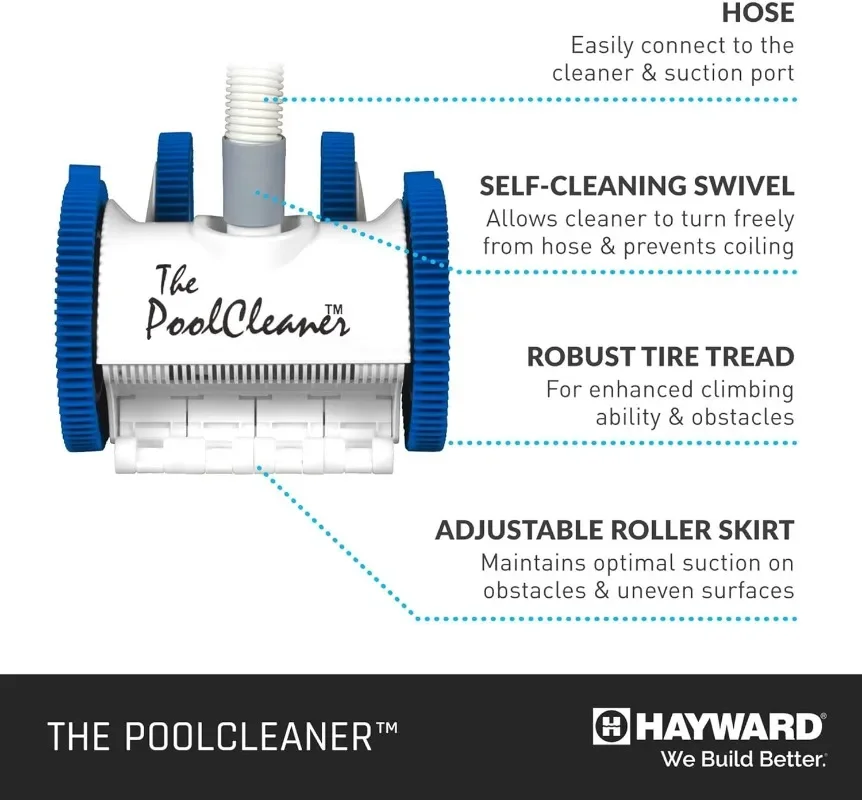 Hayward Pool Vacuum for Inground Pools Poolvergnuegen Suction Pool Cleaner (4 Wheel) Automatic Vacuum for In-Ground Pools