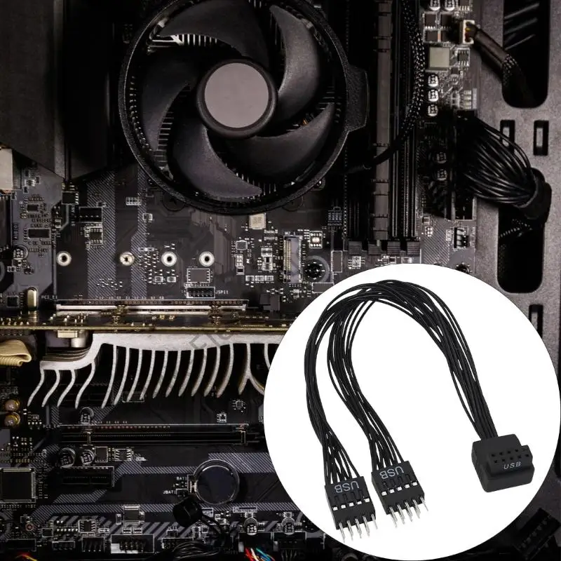 R2LF Cài đặt nhanh chóng không cần dụng cụ USB Bent Header Cáp chia 9 chân cho hiệu quả