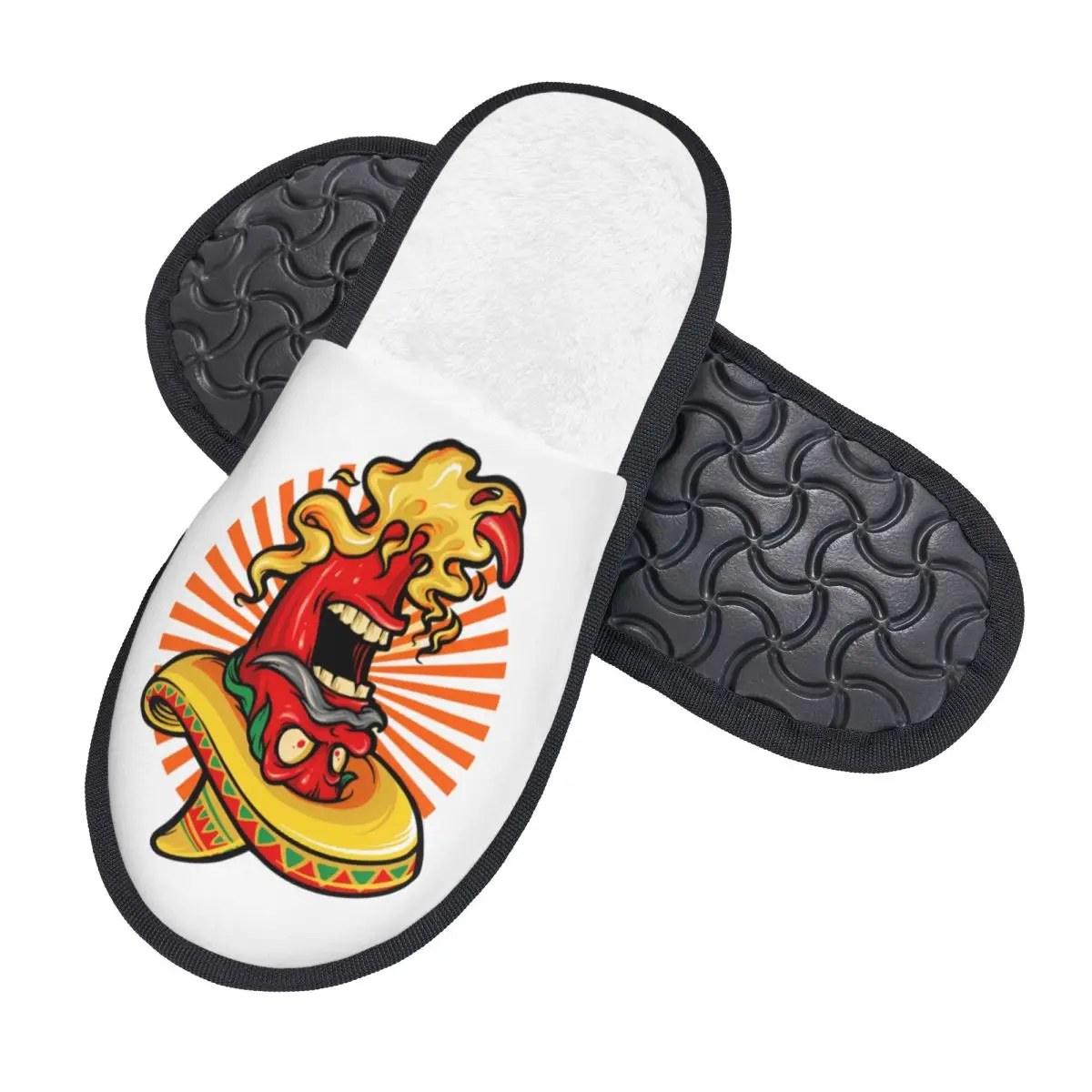 مخصص الأحمر الساخن C-فلفل الحار P-Peppers روك باند ضيف النعال لسبا النساء منزل النعال