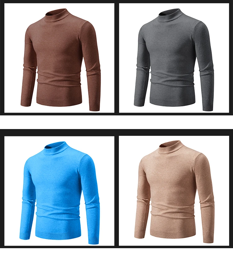 Neue Herbst Winter Designer Mode Hälfte Rollkragen Gestrickte Pullover Hohe Qualität Mens Casual Einfarbig Warme Frauen Pullover – Detail 10