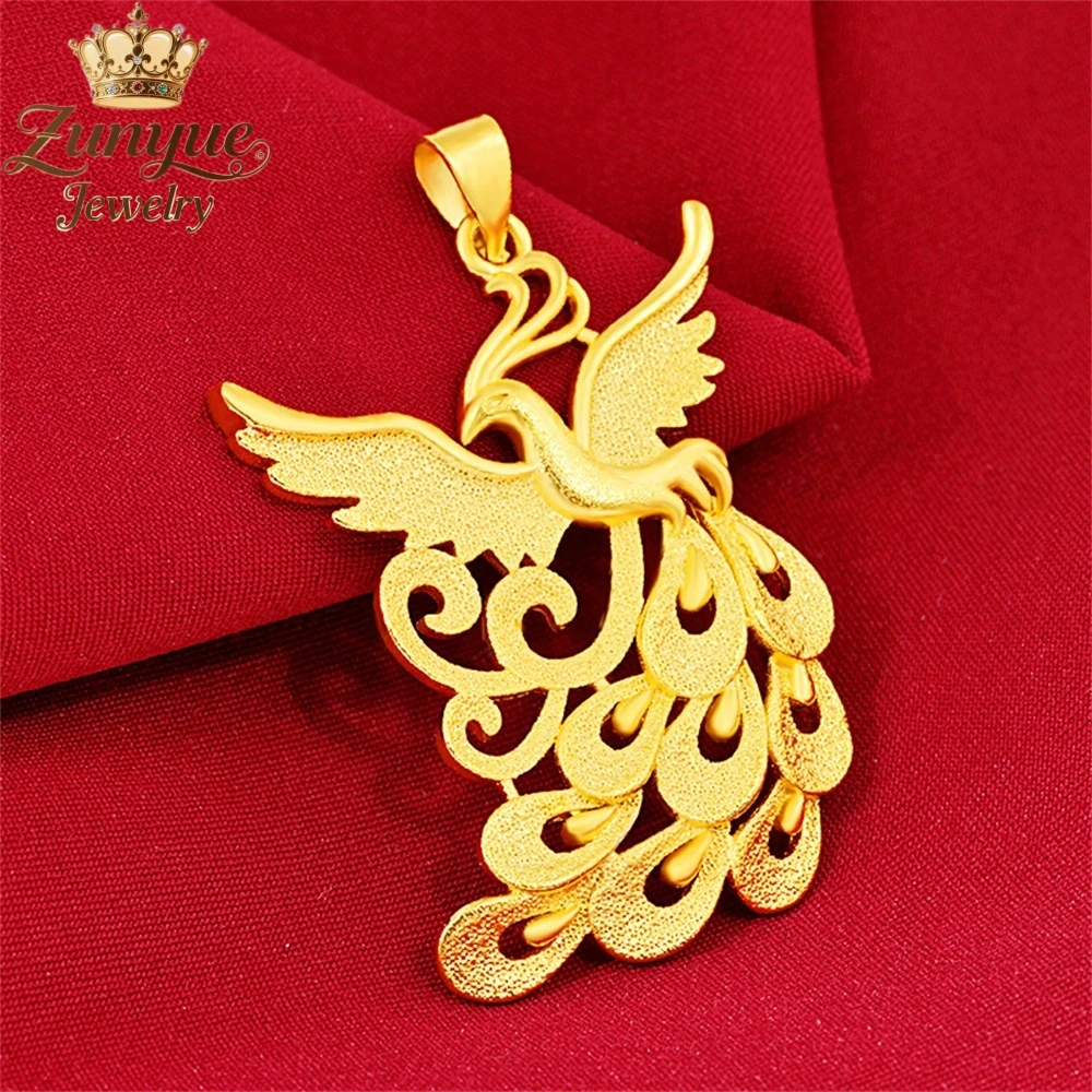 

Sand Gold Hollowed-Out Three-Dimensional Phoenix Pendant Luxury Quality Jewelry Fashion Jewelry Exquisite Elegant Charms Popular
