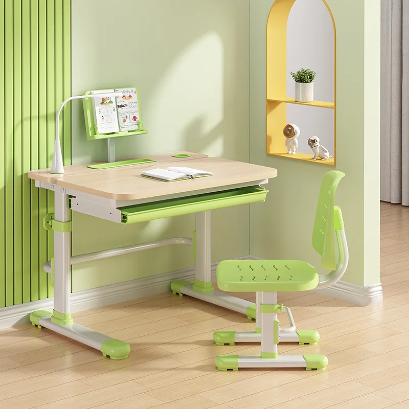 Juego de escritorio y silla para niños, mesa de altura ajustable para escuela de estudio, venta al por mayor