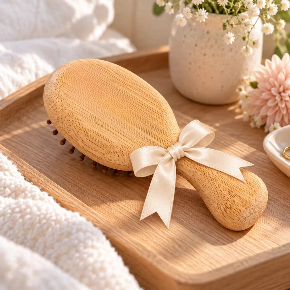 Portable Mini Scalp Massager Hairbrush with Ribbon,air Cushion Comb Travel Massage Comb,great for Bridesmaid Gift Hair Care Gift
