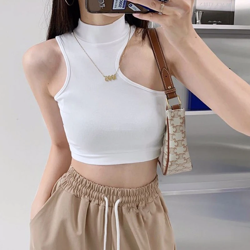 

Women's Sleeveless Sexy Backless Cropped Top Summer Thin Shoulder Vest Casual Street Style