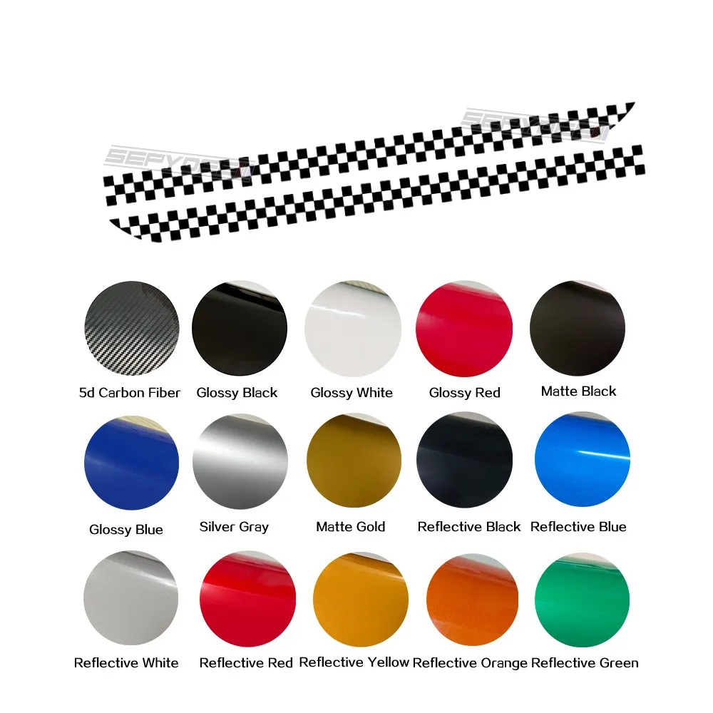 2Pcs Car Door Side Stripe Checkered Graphic Sticker for MINI Clubman Cooper S R55 F54 Car Accessories