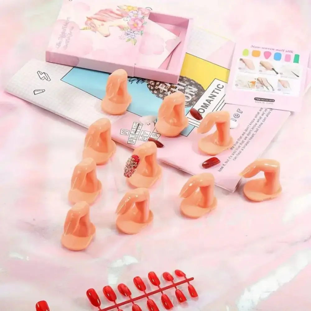 20pcs practice manicure finger and false nail, training finger acrylic gel nail art, fingernail art training display decoration