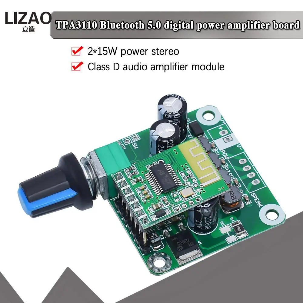 Bluetooth 4.2 TPA3110 15w+15W Digital Stereo Audio Power Amplifier Board Module 12V-24V car for USB Speaker,Portable Speaker