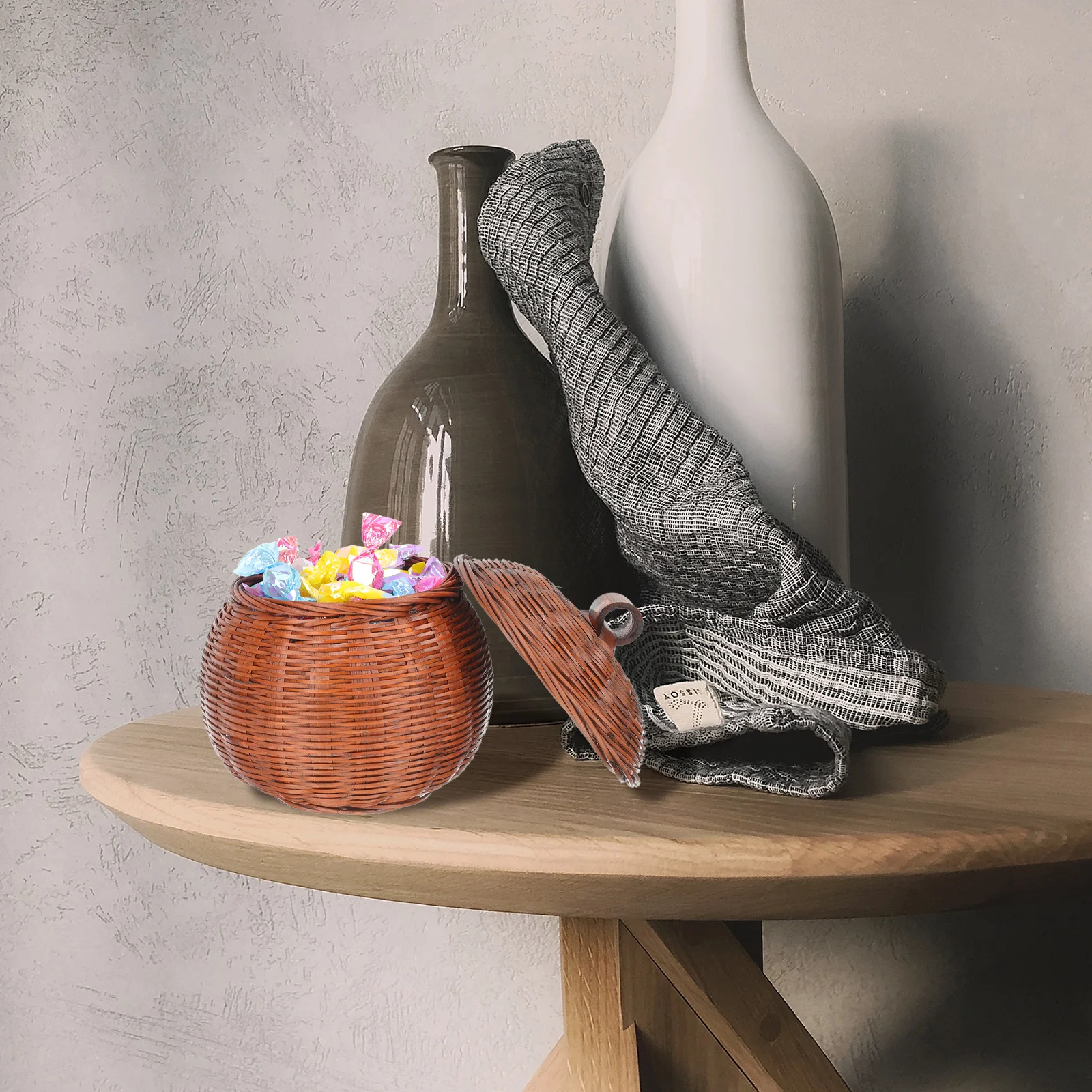 

Household Storage Basket Round Fine Weaving -Function Egg Holder Convenient Fruit Basket Practical Storage Accessory