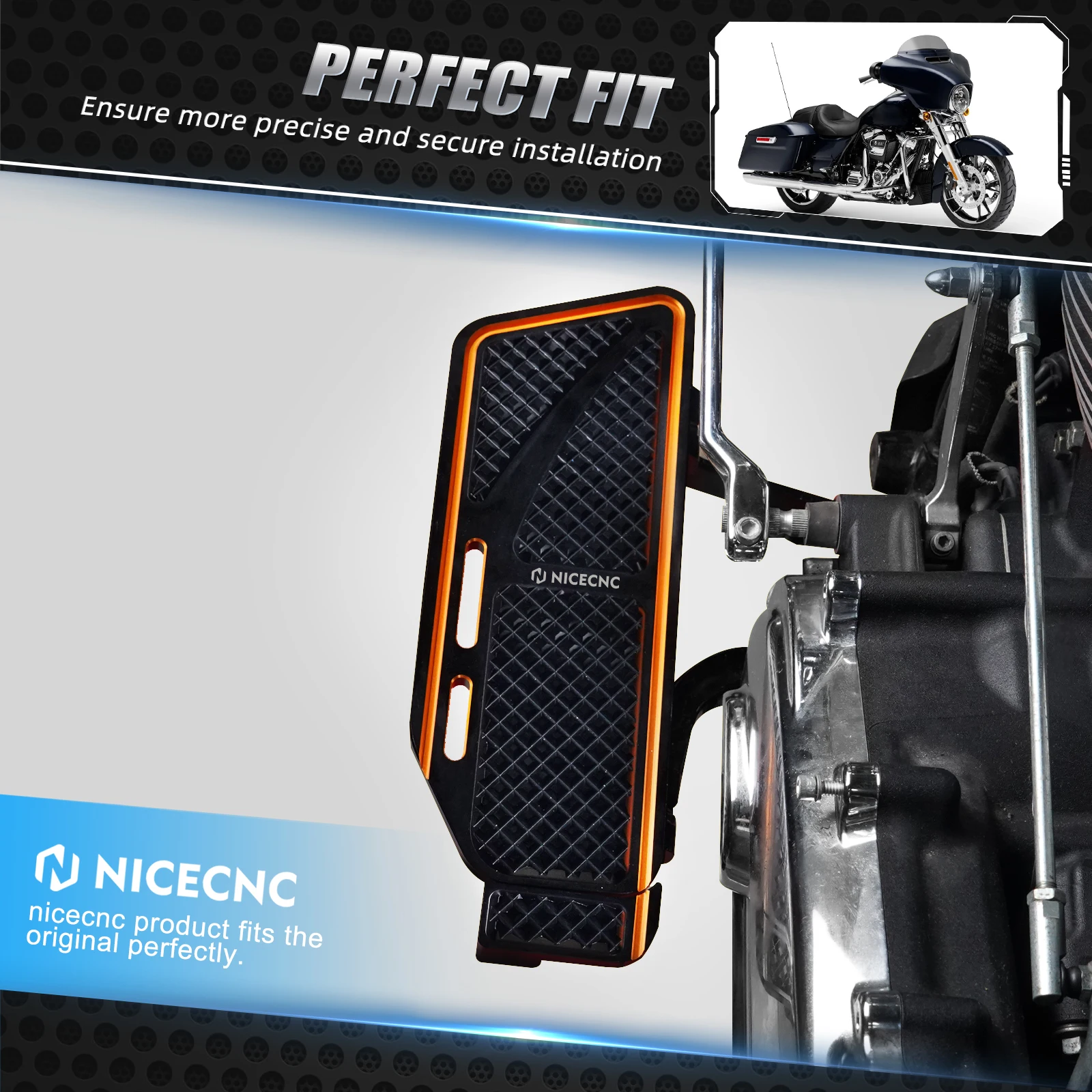 NICECNC Fahrer-Fußrasten Beifahrer-Fußpedale für Harley Street Glide FLHX Road Glide FLTRX /Special Road King FLHR 2017-2024 – Detail 9