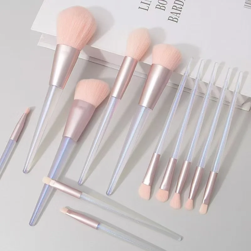 12/24Pcs Travel Makeup Brush Set Crystal Handle Professional Beauty Tool For Eye Shadow Blending Foundation Powder