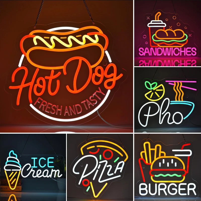 食品ネオン壁装飾-led-ライトサインビジネスサイン家庭のキッチンレストランバーカフェの装飾に適しています