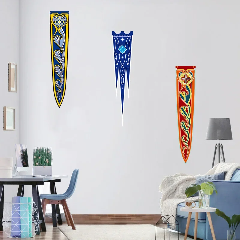 Medieval Kingdom 46x150cm Rohan Gondor Horse Tree Banner Flag Wall Hanging Home Dorm Living Room Pennant Flag Burgees Decor