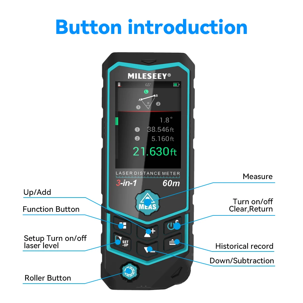Mileseey Low Price R2B Area Distometer Laser Distance Measurement Meter
