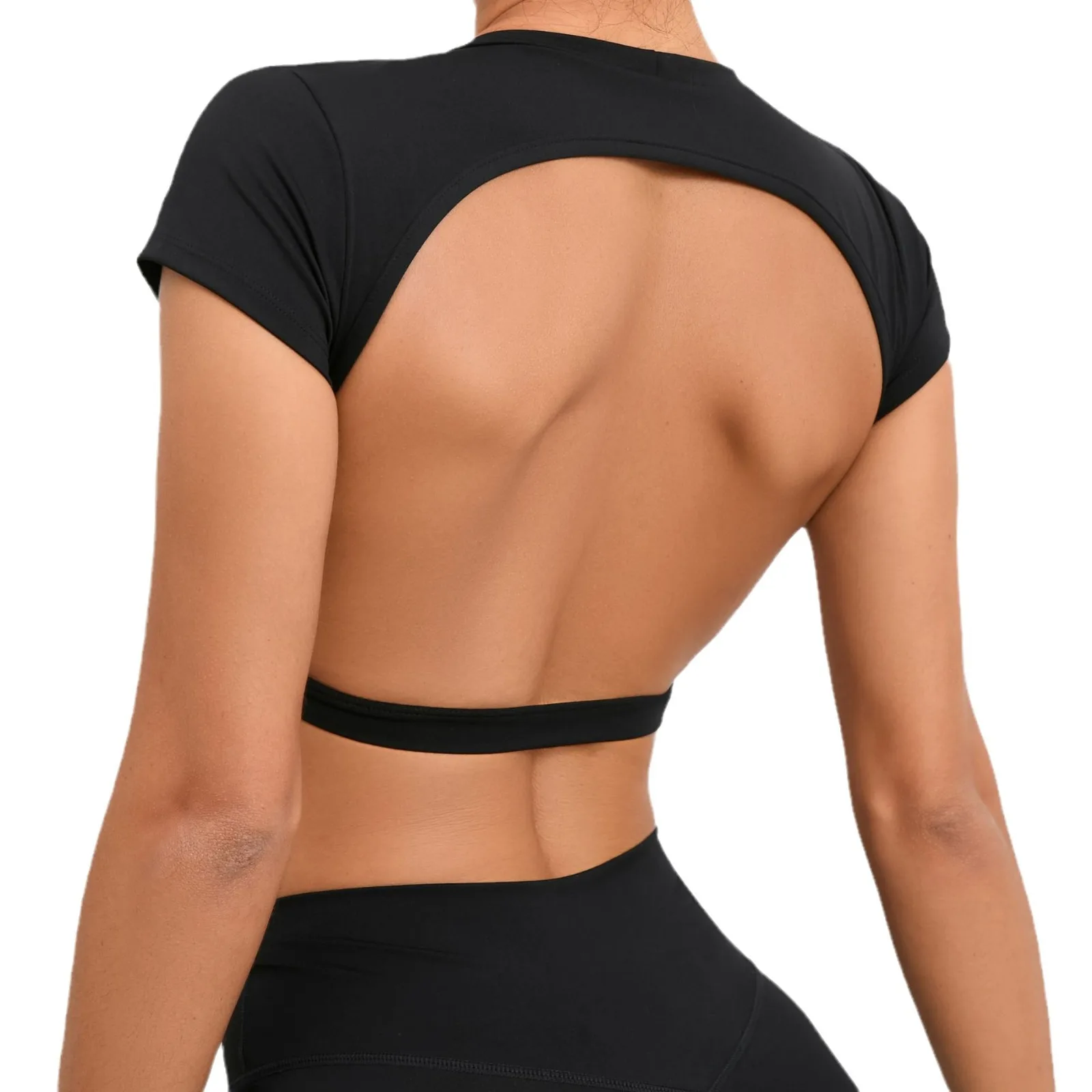 

Sports Top Woman Gym Shirts Open Back Breathable Workout Tops Shirts Fitness Sportswear Female Yoga Clothing Sport Crop Tops