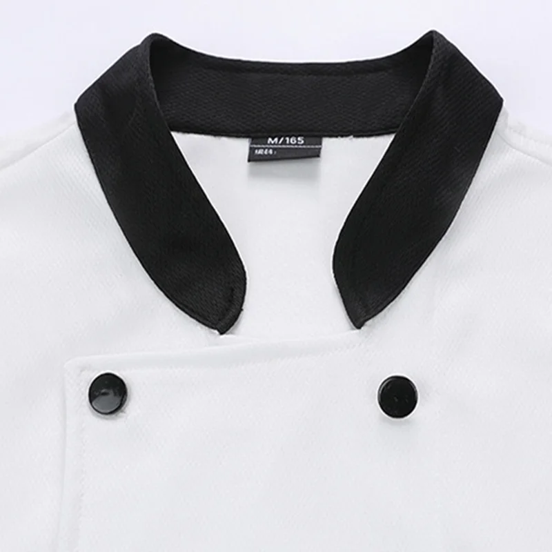 黒コックウェアシェフ制服レストランキッチンブラウス半袖作業服シェフシャツコート男性女性ウェイター夏