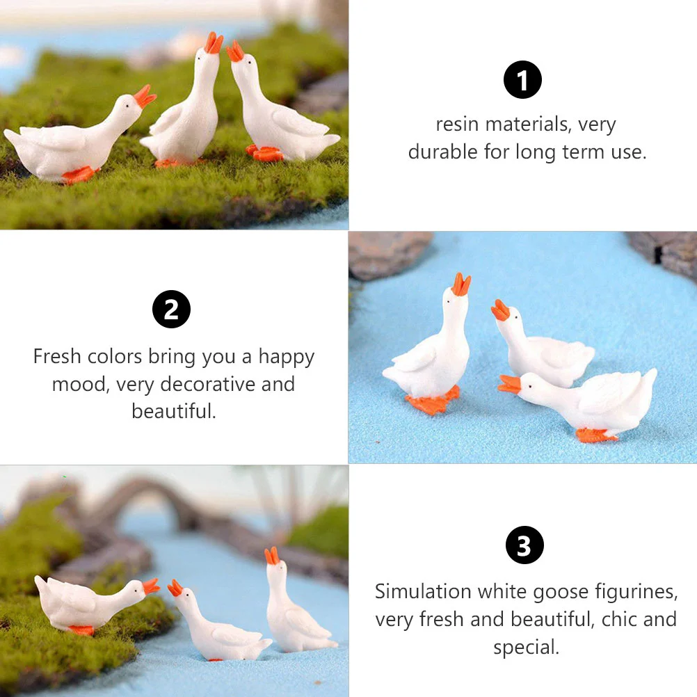 9 Pcs Ornaments Tiny Animal Statues Kids Toys Miniature Goose Duck Decorations Garden