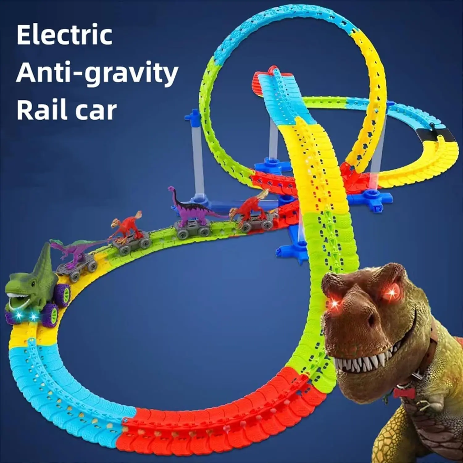 Anti-Gravity Dinosaur Car 2024 360° Electric Climbing Track Dinosaur Car,Dino Swift Zero Gravity Dinosaur Car with Lights&Music