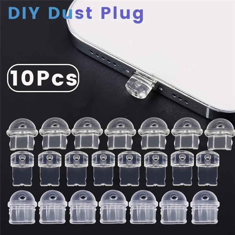 10/1pcs DIY Dust Plug Transparent Type C Anti Dust Cap 3.5MM Jack Charge Port Plug For iPhone Dust Protection Stopper Pendant