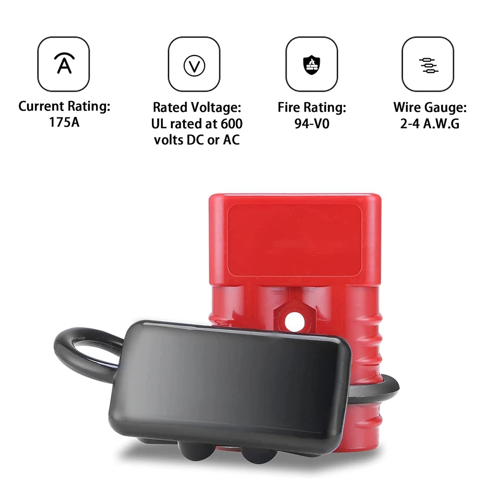 Exclusive 2Pcs 2-4 AWG 175A Battery Power Connector Cable Quick Connect Disconnect Kit For Anderson Connector For Winch Trailer