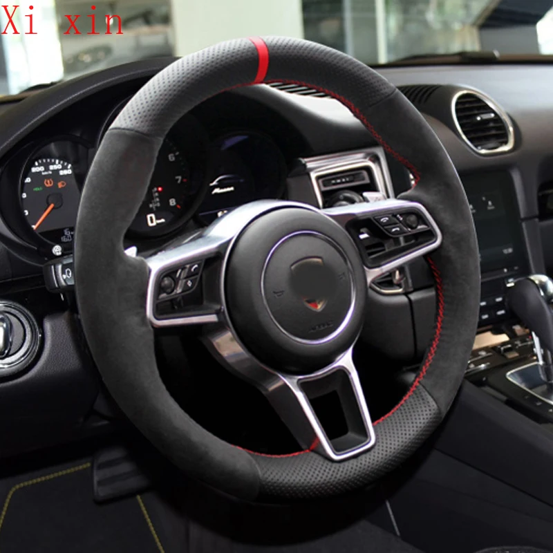 For Porsche Macan 718 Panamera 911 Cayenne Private customized multi style leather suede hand sewn steering wheel cover